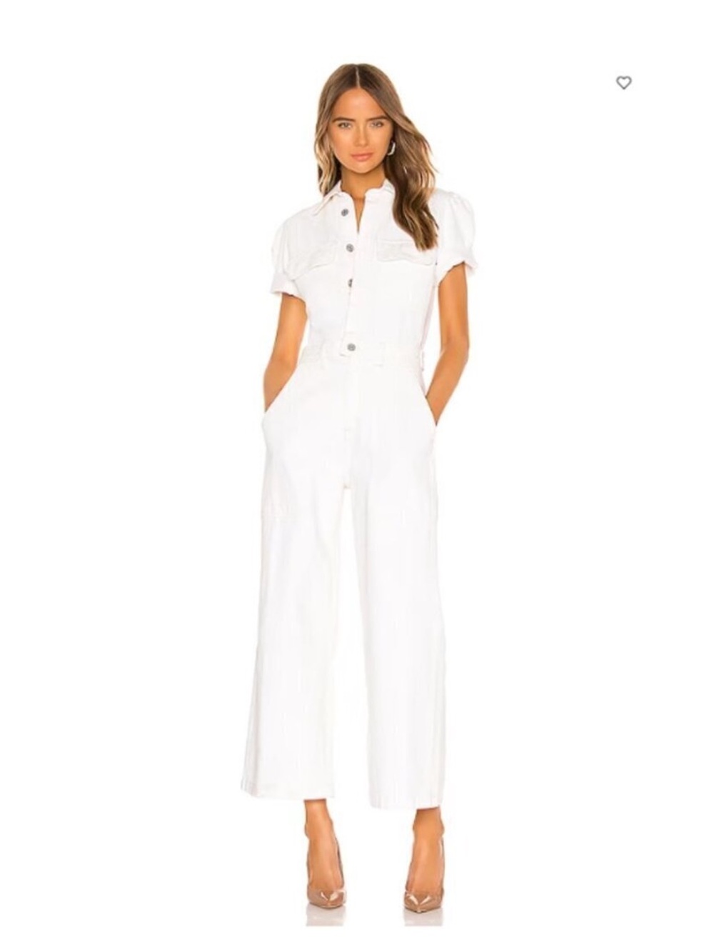 Citizens of Humanity Willow White Miki Denim Button Up Jumpsuit Sz 10